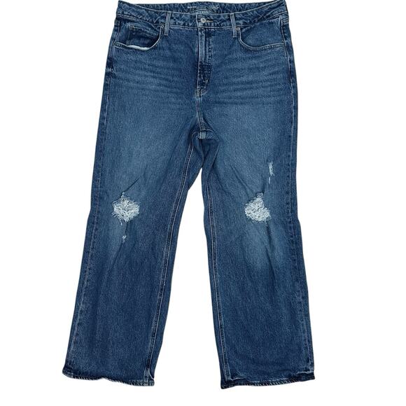 OLD NAVY Sky-Hi Wide Leg Jeans Women’s Size 16, 30” Inseam, Distressed - Picture 1 of 9